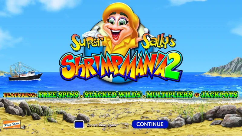 Super Sally's Shrimpmania 2 - pangunahing screen na may 5×4 reels at 40 payline grid